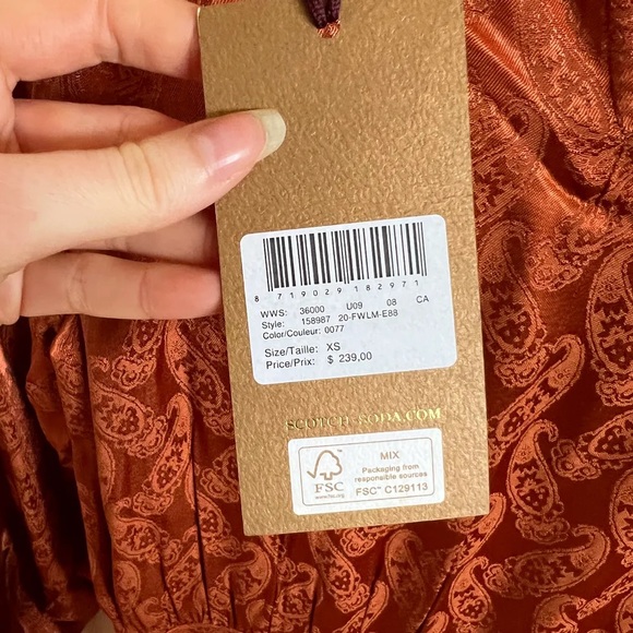 Scotch & Soda Orange 🍊 Satin Finish Dress - Robe fini satin de scotch & soda - Picture 3 of 12